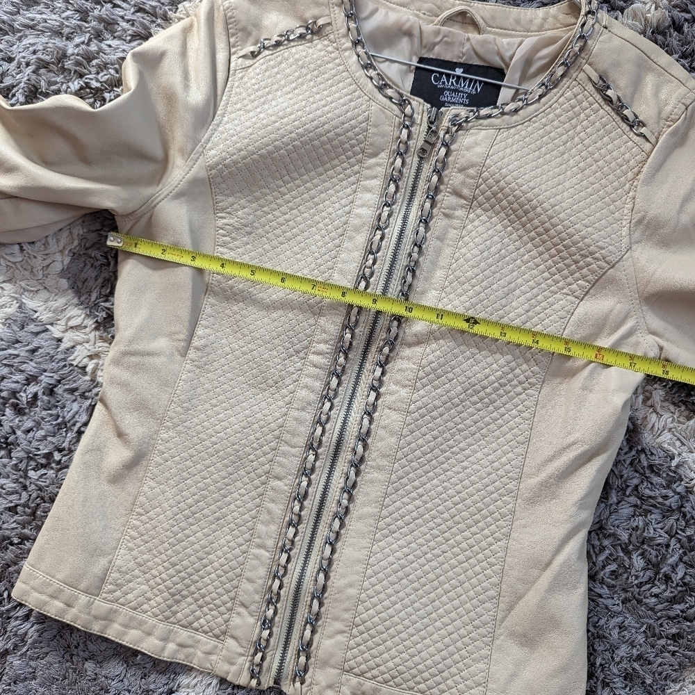 Carmin Faux Leather Jacket Chain Detailing Size L - Picture 4 of 5